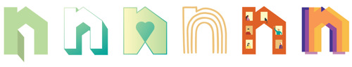 A line of colourful Neighbour Day logos