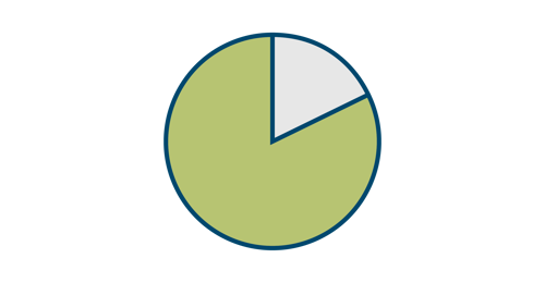 Pie chart representing 82 percent