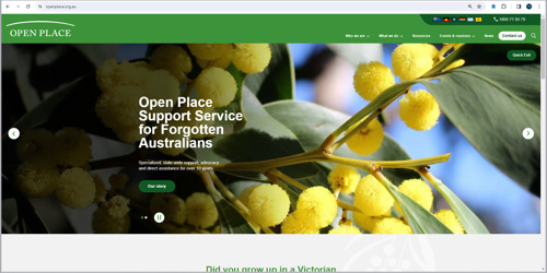 A preview of the Open Place website homepage